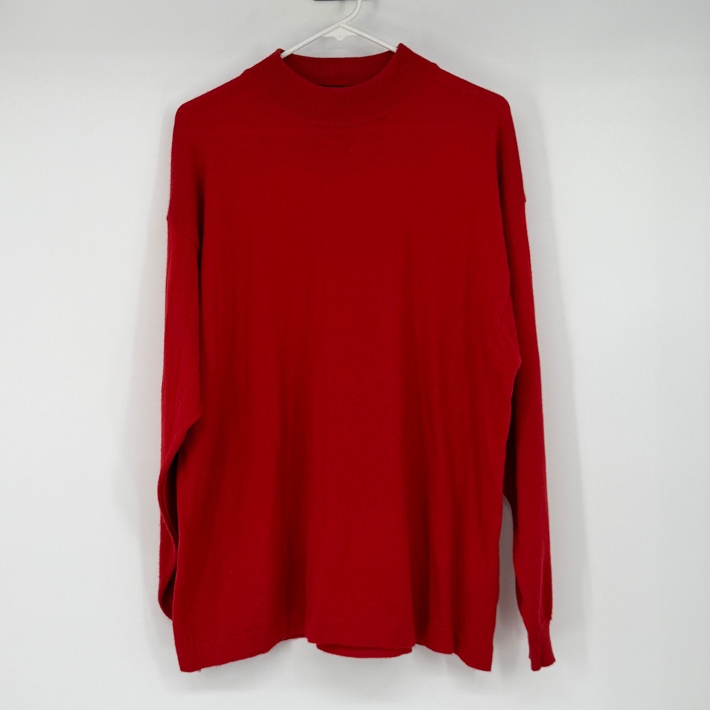 Zeidler & Zeidler Mens Red Wool Blend Mock Neck Sweater Made in Italy Size L